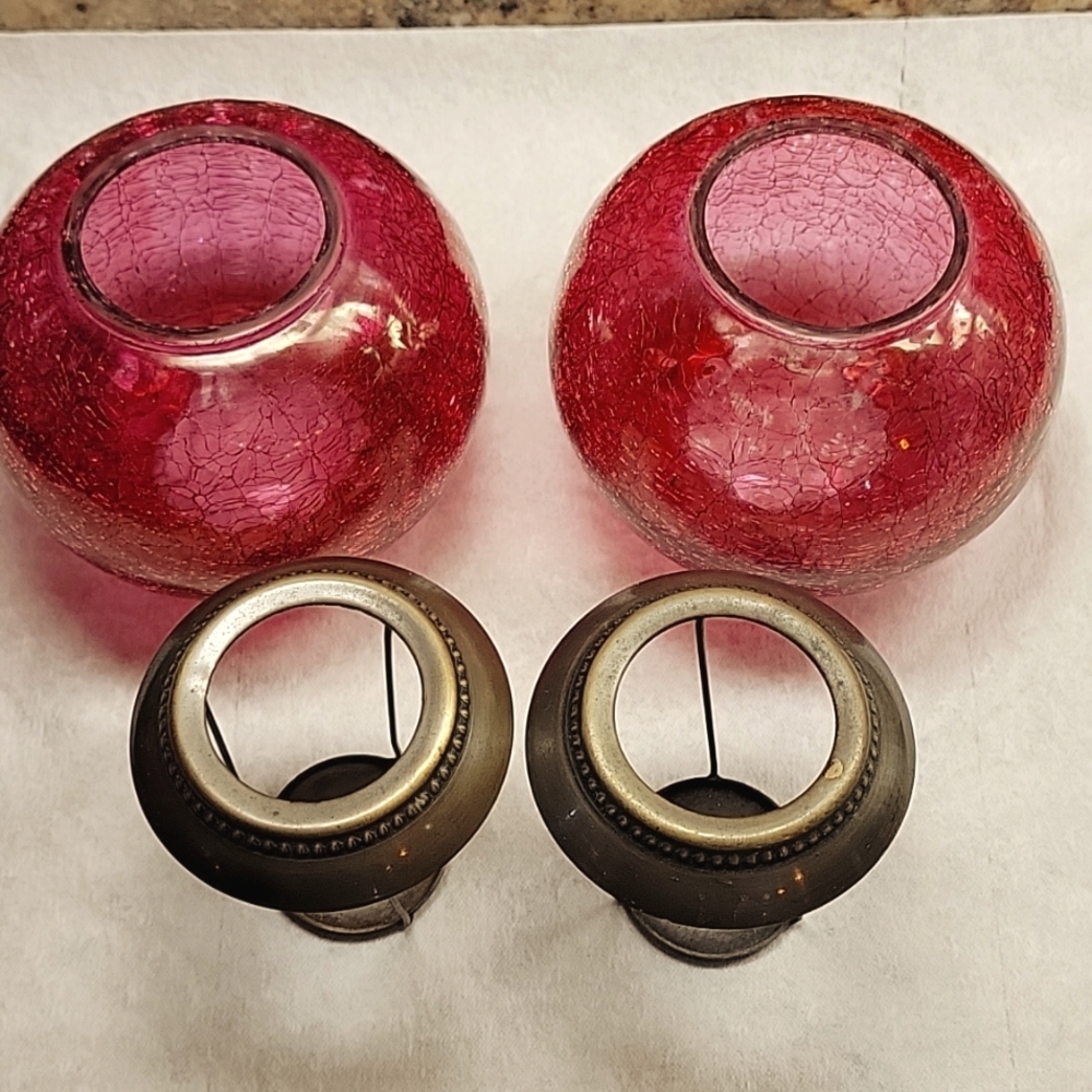 Vintage crackle glass tea light holders (2) - Picture 5 of 8